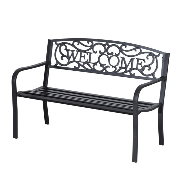 Outsunny 2 Seater Metal Garden Bench Patio Outdoor Park Porch Chair Aosom UK