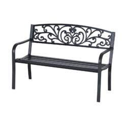 Outsunny 2 Seater Metal Garden Park Bench Porch Outdoor Furniture Patio Chair Seat Black Aosom UK