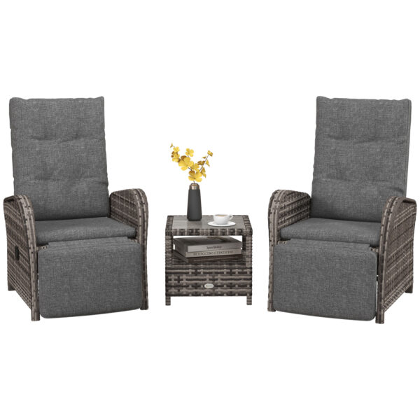 Outsunny 2 Seater Patio Rattan Wicker Chaise Lounge Sofa Set w/ Cushion for Patio Yard Porch