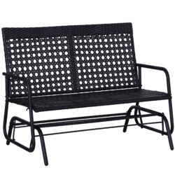 Outsunny 2 Seater Wicker Glider Bench Chair Rocking Chair Outdoor Patio Garden Armchair High Back Aosom UK