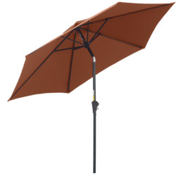 Outsunny 2.7M Parasol Patio Tilt Umbrella Sun Umbrella Outdoor Garden Sunshade Aluminium Frame with Crank, Coffee Aosom UK