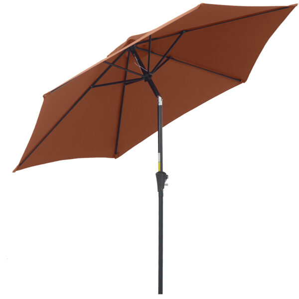Outsunny 2.7M Parasol Patio Tilt Umbrella Sun Umbrella Outdoor Garden Sunshade Aluminium Frame with Crank, Coffee Aosom UK