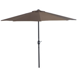Outsunny 2.7m Balcony Half Parasol Garden Outdoor Umbrella 5 Steel Ribs - Brown Aosom UK
