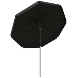 Outsunny 2.7m Patio Parasol: Tilting Crank Umbrella with Ruffled Canopy, 8 Sturdy Ribs, Jet Black Aosom UK
