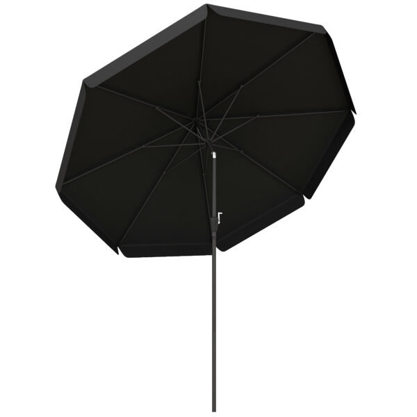 Outsunny 2.7m Patio Parasol: Tilting Crank Umbrella with Ruffled Canopy, 8 Sturdy Ribs, Jet Black Aosom UK