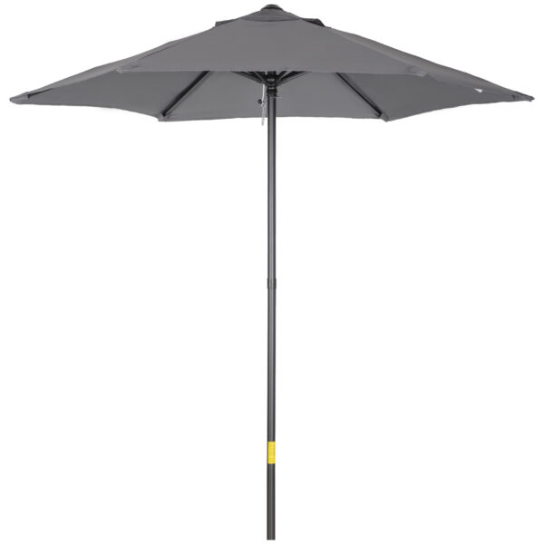 Outsunny 2m Patio Parasols Umbrellas, Outdoor Sun Shade with 6 Sturdy Ribs for Balcony, Bench, Garden, Dark Grey Aosom UK