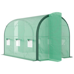 Outsunny 3 x 2m Polytunnel Greenhouse, Walk-in Tent with Steel Frame, PE Cocer, Vents & Doors foR Plant Growth, Green Aosom UK