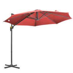 Outsunny 3 x 3(m) Cantilever Parasol with Cross Base Crank Handle - Wine Red Aosom UK