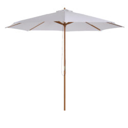 Outsunny 3(m) Fir Wooden Parasol Garden Umbrellas 8 Ribs Bamboo Sun Shade Patio Outdoor Umbrella Canopy, Cream White Aosom UK