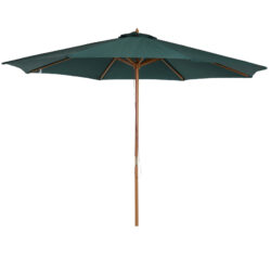 Outsunny 3(m) Wooden Patio Umbrella, Pulley Operated Garden Parasol with Rope Pulley Mechanism and 8 Ribs, Dark Green Aosom UK