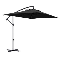 Outsunny 3x2m Cantilever Banana Parasol: Rectangular Umbrella with 6 Ribs & Crank Handle, Black