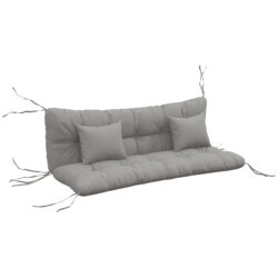 Outsunny 4-Piece Back and Seat Cushion Replacement with 2 Pillows, Patio Chair Cushions Set with Ties, Light Grey Aosom UK