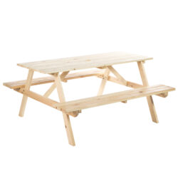 Outsunny 4-Seater Wooden Picnic Table, Outdoor Garden Bench with Parasol Cutout, 150cm, Durable Aosom UK