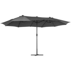 Outsunny 4.6m Garden Parasol Double-Sided Sun Umbrella Patio Market Shelter Canopy Shade Outdoor with Cross Base - Grey