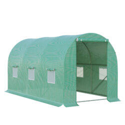 Outsunny 4L x 2W x 2H Polytunnel Greenhouse Garden Flower Vegetable Planter 25mm Diameter Galvanised Steel Frame w/ Zipped Door-Green Aosom UK