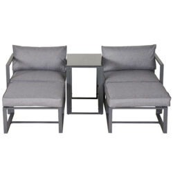 Outsunny 5 Piece Garden Conversation Set Patio Furniture Set Outdoor Sun Lounger 2 Sofas 2 Footstools End Table with Cushions Aosom UK