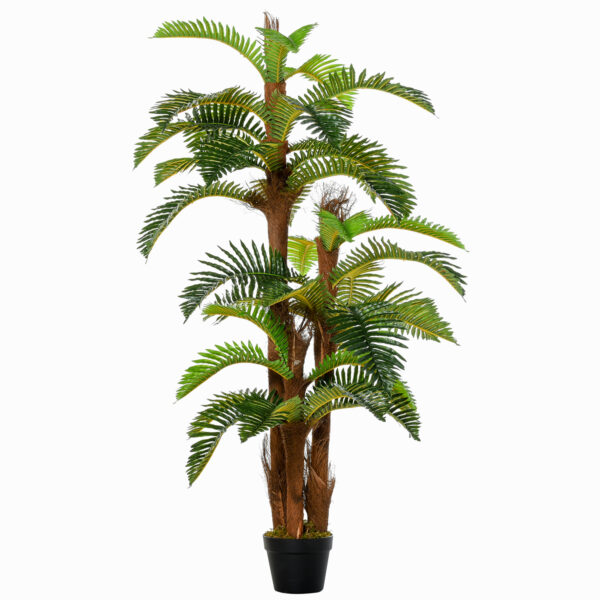 Outsunny 5FT Artificial Fern Tree with 36 Leaves, Decorative Fake Plant for Indoor Outdoor Décor, Nursery Pot Aosom UK