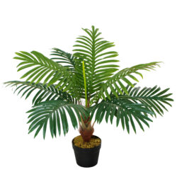 Outsunny 60cm Fake Palm Tree, Indoor/Outdoor Decorative Plant with 8 Leaves and Nursery Pot Aosom UK