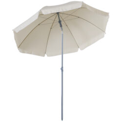 Outsunny Adjustable Beach Parasol: Elegant Cream Shade for Outdoor Relaxation, 2.2M Aosom UK