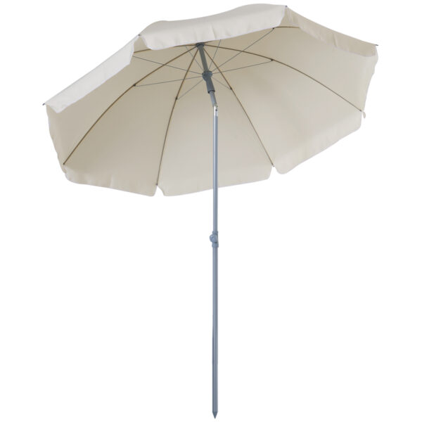 Outsunny Adjustable Beach Parasol: Elegant Cream Shade for Outdoor Relaxation, 2.2M Aosom UK