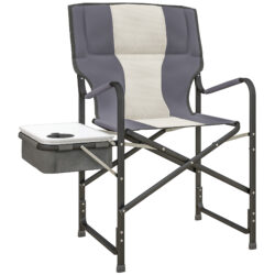 Outsunny Aluminium Director's Chair: Portable Outdoor Chair with Side Table, Cup Holder & Cooler Bag, Grey Aosom UK