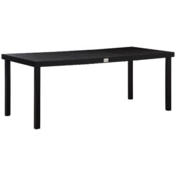 Outsunny Aluminium Outdoor Garden Dining Table for 8 People, Faux Wood Top, for Garden, Lawn, Patio, 190 x 90 x 74cm, Black
