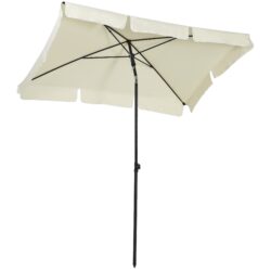 Outsunny Aluminium Sun Parasol, Garden Patio Umbrella with Tilt Mechanism, 2M x 1.25M, Cream White Aosom UK