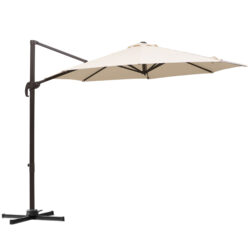 Outsunny Banana Parasol 3M Cantilever Umbrella with Cross Base, Aluminium Frame, 360° Rotation, Hand Crank, Beige Aosom UK