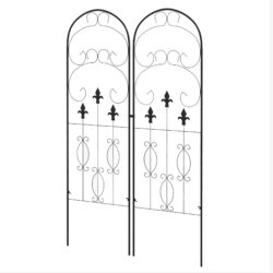 Outsunny Decorative Trellis Set: Elegant Scroll Design, Climbing Plant Support, Jet Black Aosom UK