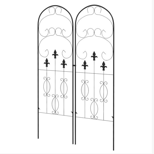 Outsunny Decorative Trellis Set: Elegant Scroll Design, Climbing Plant Support, Jet Black Aosom UK