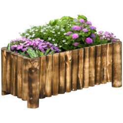 Outsunny Elevated Garden Bed, Wooden Planter Box, Rectangular Herb and Flower Container, 78L x 35W x 30H cm Aosom UK