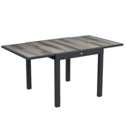 Outsunny Extending Garden Table, Outdoor Dining Table for 6, Aluminium Frame Patio Table w/ Plastic Board Tabletop,80/160L x 80W x 75H