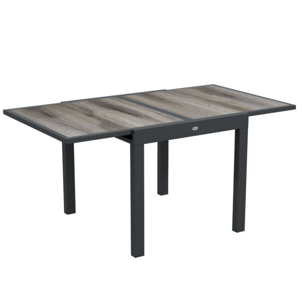 Outsunny Extending Garden Table, Outdoor Dining Table for 6, Aluminium Frame Patio Table w/ Plastic Board Tabletop,80/160L x 80W x 75H