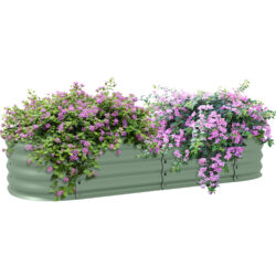 Outsunny Galvanised Raised Garden Bed, Metal Planter Box with Safety Edging, for Flowers, Herbs, Succulents, Green Aosom UK