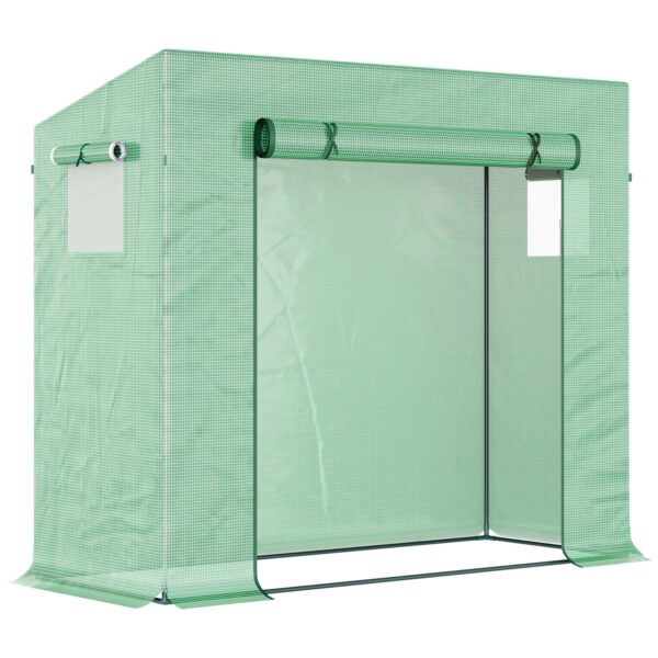 Outsunny Garden Greenhouse with PE Plant Cover, Windows and Zipper Door for Fruit and Veg 198L x 77W x 149-168H cm Aosom UK