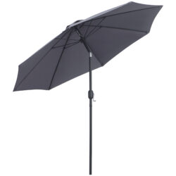 Outsunny Garden Parasol, 2.7M Patio Sun Umbrella, Tilt Shade Shelter Canopy with Aluminium Frame, Charcoal Grey Aosom UK