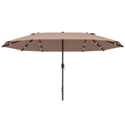 Outsunny Garden Parasol 4.4m Double-Sided Sun Umbrella Patio Sun Shade Outdoor with LED Solar Light , Khaki Aosom UK