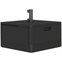 Outsunny Garden Parasol Base Outdoor Umbrella Stand with Wheels Handles, Filled Up to 80kg with Stand or 50kg with Water for Deck Poolside, Black