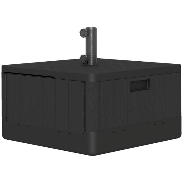 Outsunny Garden Parasol Base Outdoor Umbrella Stand with Wheels Handles, Filled Up to 80kg with Stand or 50kg with Water for Deck Poolside, Black