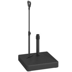 Outsunny Garden Parasol Base with Adjustable Wheels and Handle, Garden Sun Umbrella Base Parasol Stand, Filled Up to 55kg Stand/45kg Water, Black