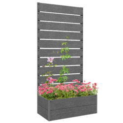 Outsunny Garden Planter with Trellis for Climbing Plants, Vines, Flowers, Freestanding Raised Bed for Outdoor, Patio, Planter Box