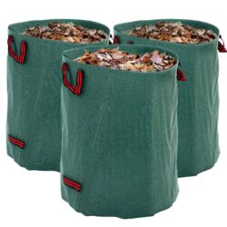 Outsunny Garden Waste Bags, 300L x 3 Heavy Duty Garden Bags, Reusable Garden Sacks with Handles for Collecting Plant Waste Grass and Leaves, Green