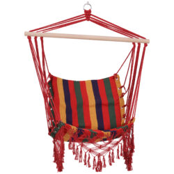 Outsunny Hammock Chair Swing Colourful Striped Tree Hanging Seat Porch Indoor Outdoor Fabric Garden Furniture Aosom UK