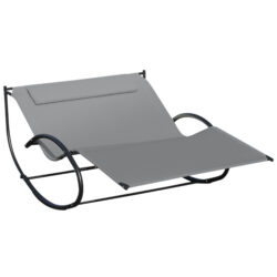 Outsunny Hanging Double Chair, Swing Rock Seat for Outdoor Patio, Garden Sun Lounger, Grey