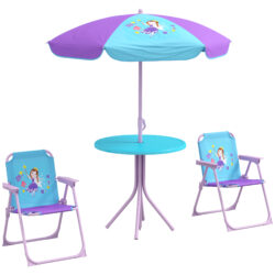 Outsunny Kids Picnic Table and Chair Set, Fairy Themed Outdoor Garden Furniture w/ Foldable Chairs, Adjustable Parasol Aosom UK