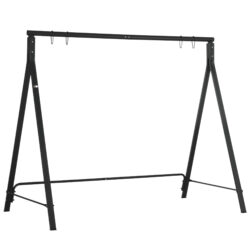 Outsunny Metal Porch Swing Stand, Heavy Duty Swing Frame, Hanging Chair Stand Only, 240kg Weight Capacity for Garden, Patio, Lawn, Playground, Black