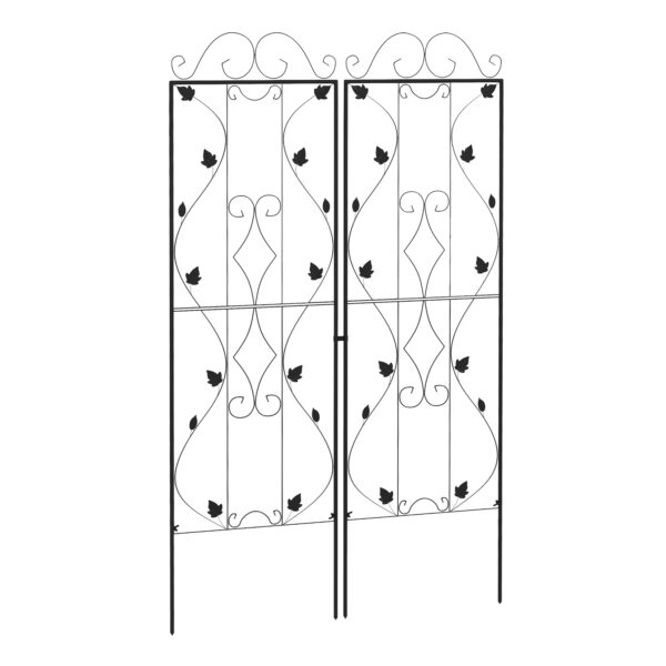 Outsunny Metal Trellis Set: Leaf Design Plant Support Frames, Outdoor Use Aosom UK