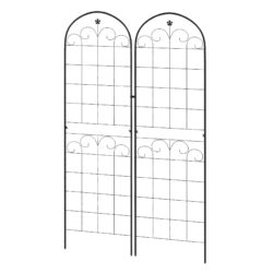 Outsunny Metal Trellis Set of 2, Garden Trellis for Climbing Plants Support Frames, Floral Design Aosom UK