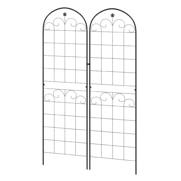 Outsunny Metal Trellis Set of 2, Garden Trellis for Climbing Plants Support Frames, Floral Design Aosom UK
