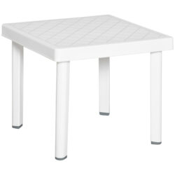 Outsunny Modern Outdoor Side Table, Square Garden Coffee End Table, Perfect for Drinks and Snacks, Stylish White Aosom UK